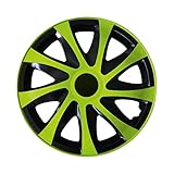 15 Zoll, 4-teiliges Set Eight Tec Handelsagentur (Farbe & Größe wählbar) 15 Zoll Radkappen, Radzierblenden Draco Bicolor (Schwarz/Grün) passend für Fast alle Fahrzeugtypen (universal)