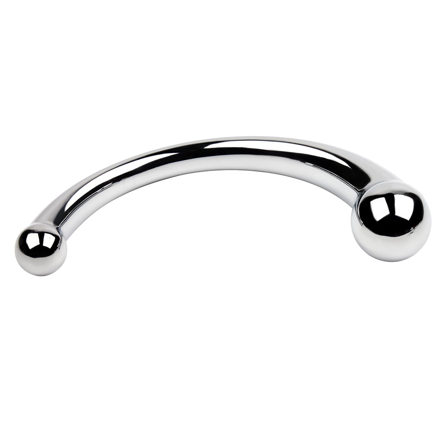 SeLgurFos Gancio anale in acciaio inossidabile,plug anale curvo con due sfere in acciaio inossidabile,perline anali plug anale espansore vaginale,giocattoli sessuali Adatto per uomini donne(M,Silver)
