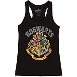 Harry Potter Distressed Hogwarts Crest Juniors Tank Top - Black (Medium)