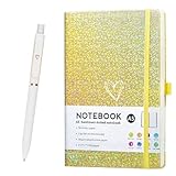 【Carnet de notes à couverture rigide en cuir avec paillettes et stylo laser】L'ensemble de carnet contient un carnet en cuir ligné de 14,7 x 21,3 cm et un stylo de luxe. Ce carnet ligné A5 dispose d'une couverture en cuir rigide, le cuir est doux et confortable, d'un ruban marque-page intérieur et d'une bande de fermeture élastique, pour toutes vos écritures, prises de notes, voyages, etc. En même temps, mesurant 14,7 cm x 21,3 cm, ce carnet A5 de taille moyenne est facile à transporter pour une écriture pratique