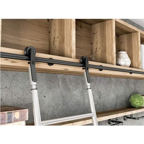 Kit quincaillerie pour échelle de bibliothèque roulante avec rail rond coulissant complet