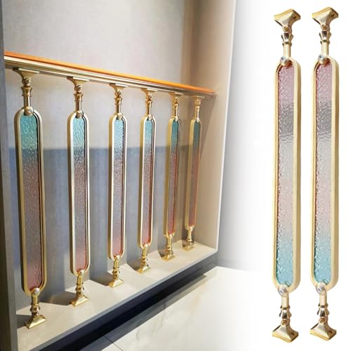Bâton de balustrade haut de gamme en métal doré et verre