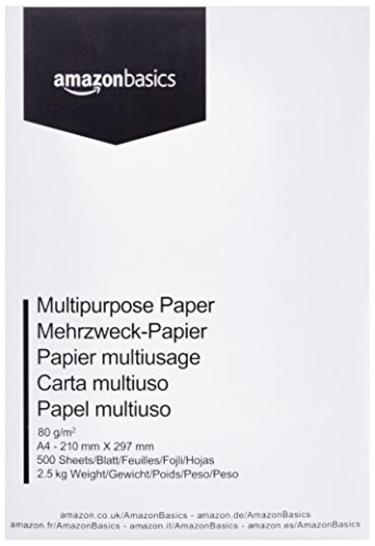 Amazon Basics Multi-purpose Copy Printer Paper, A4 80gsm, 1 Ream (500 Counts), White