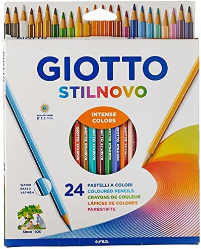 GIOTTO Stilnovo Acquarell Watercolour Colouring Pencils, 12 Assorted Colours, Ideal for Children, Parties and Schools