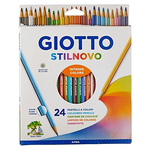 Giotto Stilnovo Astuccio Da 24 Matite A Pastello Colorate, 3.3Mm, Multicolore, ‎24 Unità (Confezione da 1)