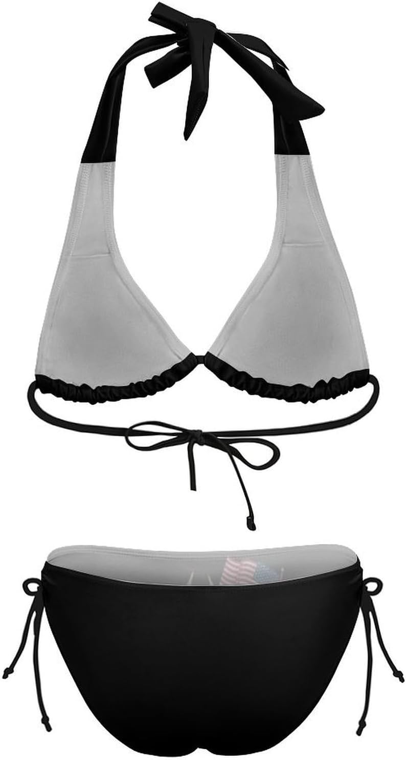 Cute Narwhals U.S. Flag Novelty Women's 2 Piece String Bikini Set Swimsuits Bathing Suit Swimwear