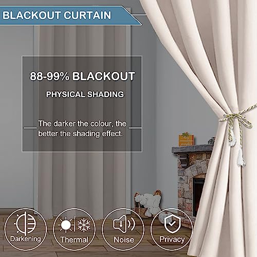 Qelus Single Curtain for Door Thermal Insulated Door Curtain 52'' Width x 96'' Drop, Blackout Curtain Panel Drape Eyelets - Image 3