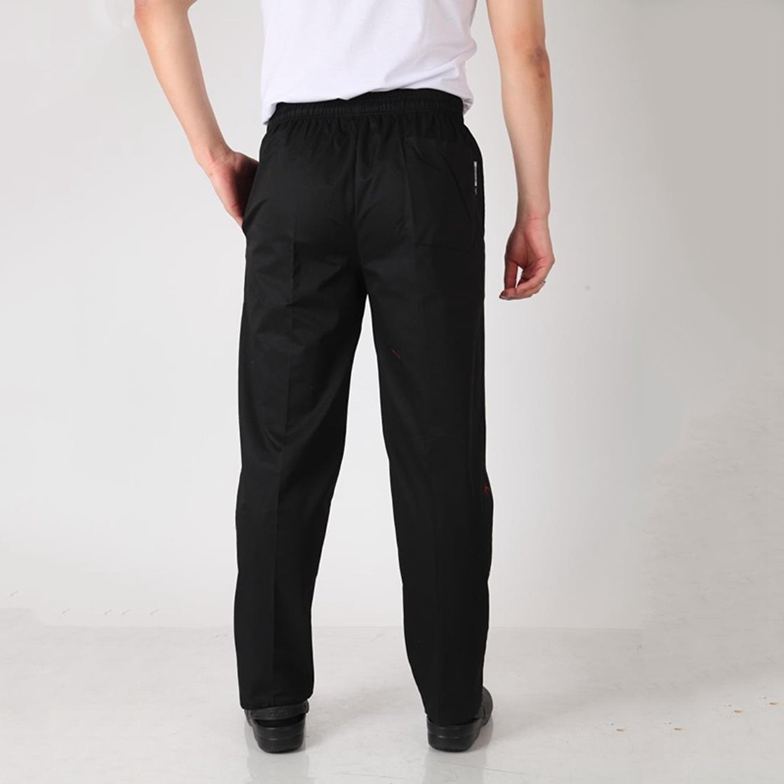 Pantalon de Cuisine Uniforme de Travail Restaurant Hôtel Noir Elastique XL