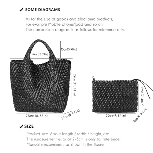 Image of JINMANXUE Fashion Woven Bag Shopper Bag Travel Handbags and Purses Women Tote Bag Large Capacity Shoulder Bags