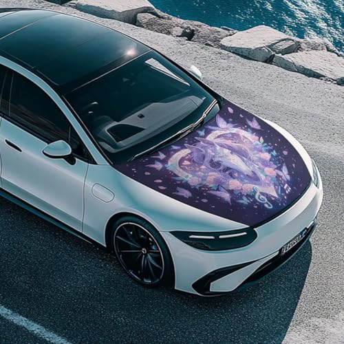 Image of Beautiful Butterfly Horse Car Hood Cover Protector 59x39 Inch Waterproof Auto Hood Flag All Weather Universal Automotive Exterior Accessories for Women