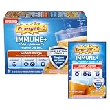 Emergen-C Immune+ Triple Action Immune Support Powder, BetaVia (R), 1000mg Vitamin C, B Vitamins, Vitamin D and Antioxidants, Super Orange – 30 Count
