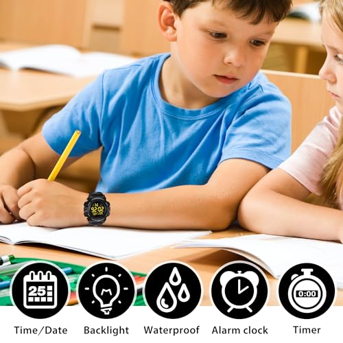 Image of Kids Watch,Boys Watch for 3-15 Year Old Boys,Digital Sport Outdoor Multifunctional Chronograph LED 50 M Waterproof Alarm Calendar Analog Watch for Children with Silicone Band,Kids Gift