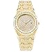 Produktbild Herren Hip Hop Uhren, Bling-Ed Out Herren 41mm Dial CZ Gold Uhr mit Tapered Band | Japan Bewegung | Simulierte Labordiamanten