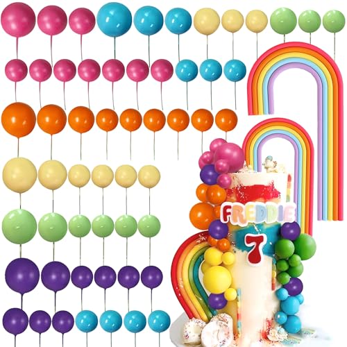 arcoiris pastel adornos de tarta arco iris bolas de colores para decoración de tartas para boda babyshower cumpleaños