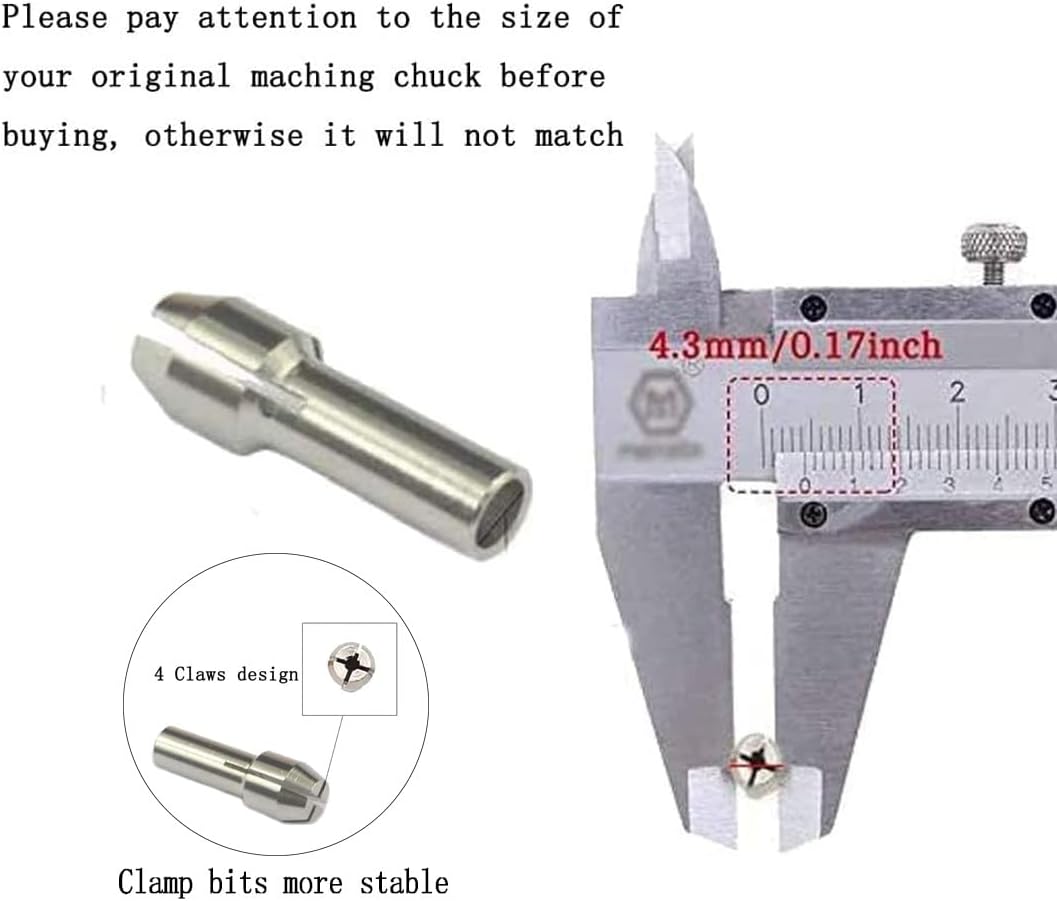 10 Pcs Rotary Collet Nuts Set, 3-Jaw Multi Quick Change Keyless Clamping Chuck for Rotary Tools (Collet Size: 1mm/1.6mm/2.3mm/3.2mm)