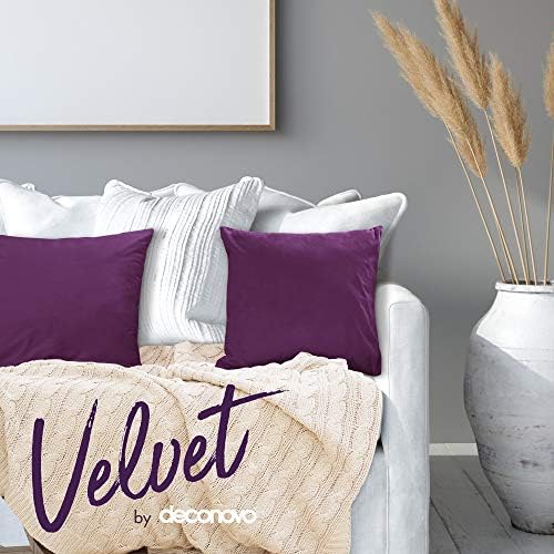 Deconovo Set of 2 Home Decoration Crushed Velvet Cushion Covers 45cm x 45cm 18x18 Inches Throw Pillow Cases Cushion Covers for Garden Chairs Purple