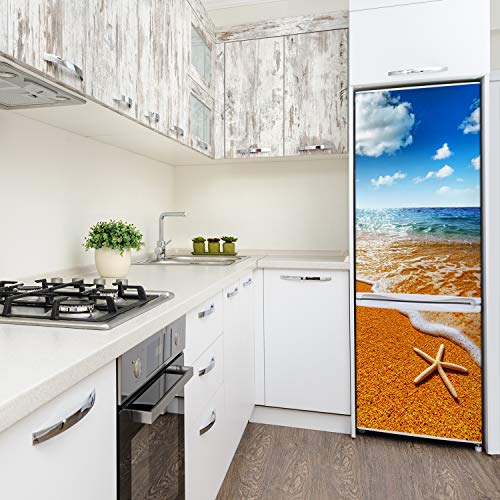 Pegatina autoadhesiva lavable de 60x180 para renovar el frigorífico con paisaje de playa 4