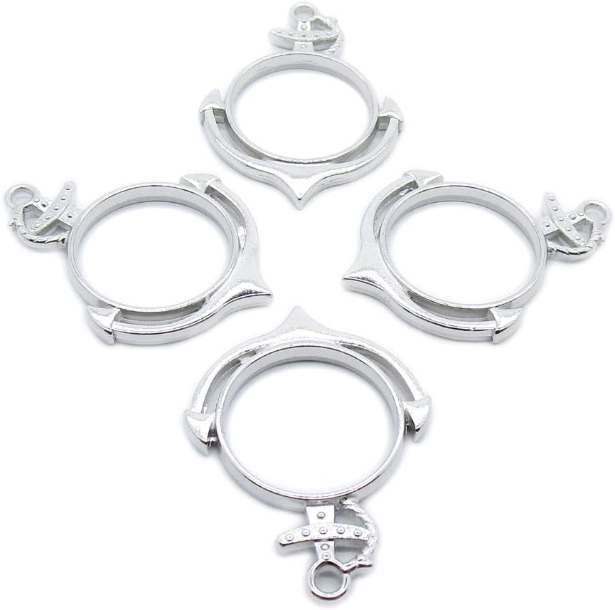 140 Pieces Antique Silver Tone Jewelry Charms Suppliers Arts Crafts Making Beading Findings Crafting WB6X9N Anchor Cabochon Frame