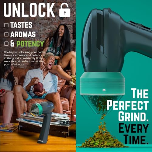 Mamba Leichtgewicht Elektrische Gewürzmühle – Tragbarer Grinder in Grün mit 0,75g Volumen, USB-wiederaufladbar, für Einhandbedienung – Elektrischer Crusher für Gewürze, Kräuter und Pollen