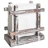 MyGift Farmhouse Rustic Torched Wood Napkin Holder for Table with Cross Corner Design