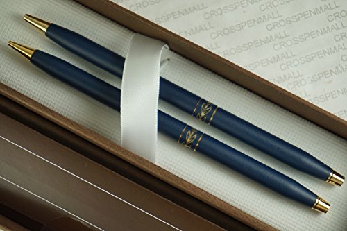 Cross Century Classic Made in USA Matte Blue and 14KT Gold Appointments Ladies Line Pen and 0.5mm Pencil Set
