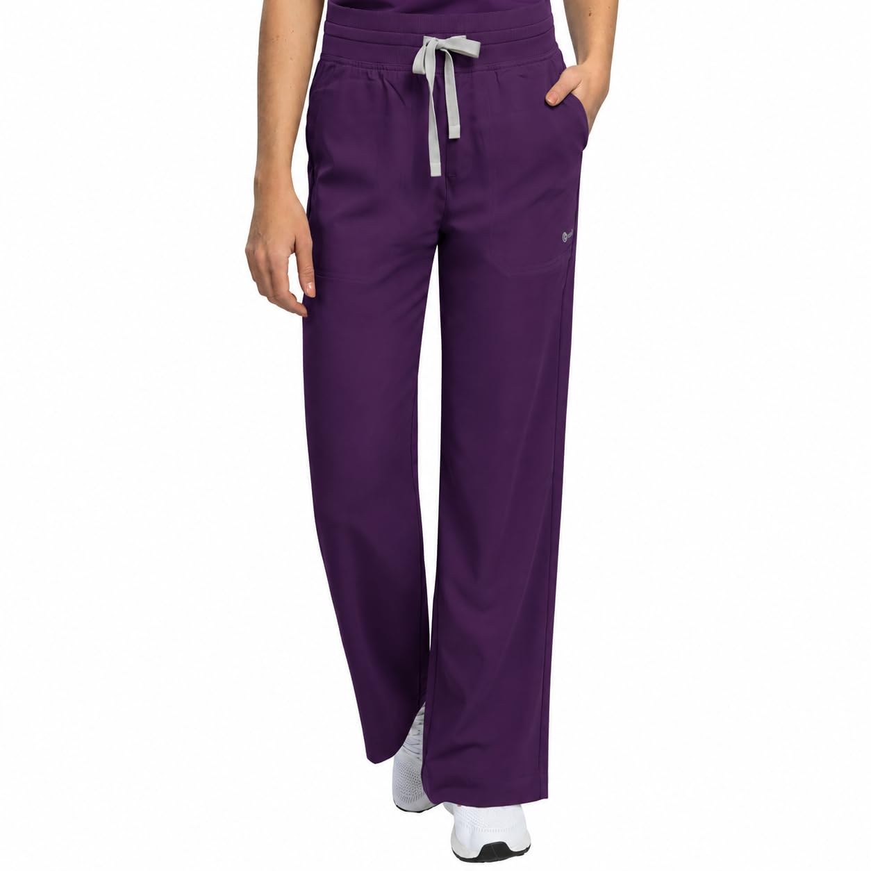 B-well Aurelia - Pantaloni medici dritti antimicrobici, antiodore, antipiega, 6 tasche e vita regolabile