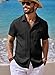 JMIERR Men's Summer Linen Shirts Short Sleeve Button Down Black Shirts for Men Textured Fashion Holiday Beach Casual Shirt, 2XL,
