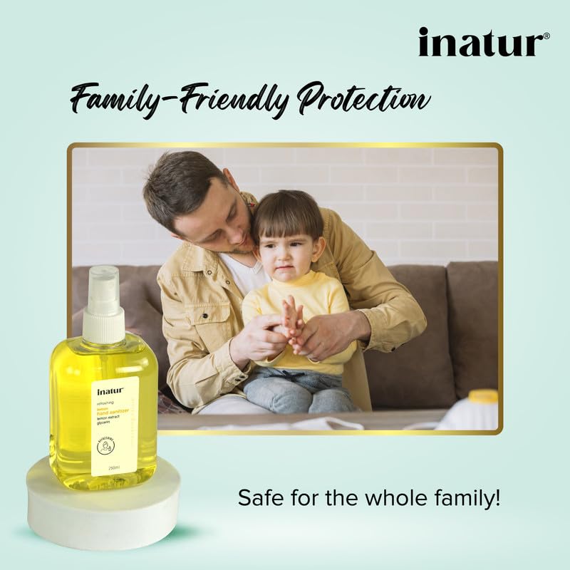 Image of inatur Refreshing Hand Sanitizer Spray| Alcohol-Based, 99.9% effective against Germs | Gentle on Skin & Safe for Surfaces, Disinfectant | Liquid Hand Sanitizer 250ml for Effective Daily Hygiene