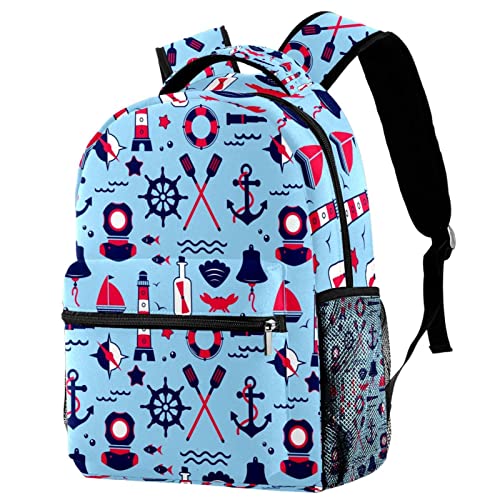 Mochila para portátil con iconos marinos y elementos de vela para viaje