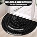 RORA Half Circle Door Mat Front Door Mat Outside Entrance Black Welcome Mats Indoor Outdoor Semicircular Doormat for Outdoor Half Round Door Mats for Garage Muddy Paws 17”x30”