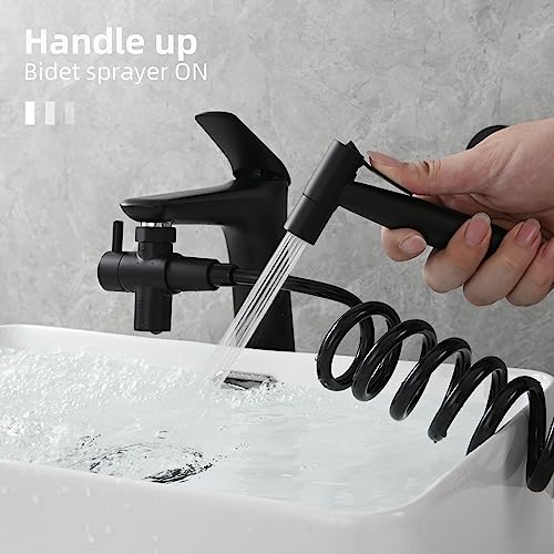 Tecmolog 3 Wege Ventil Umstellventil Messing Diverter Wasserhahn mit M22 zu M24 Adapter, Wasserhahn Ersatzteile Schwarz, SBA021CB