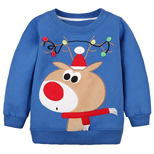 Losorn Zpy Baby Toddler Boy Christmas Sweater Cotton Pullover Sweatshirt Bluedeer 12M #TOP13
