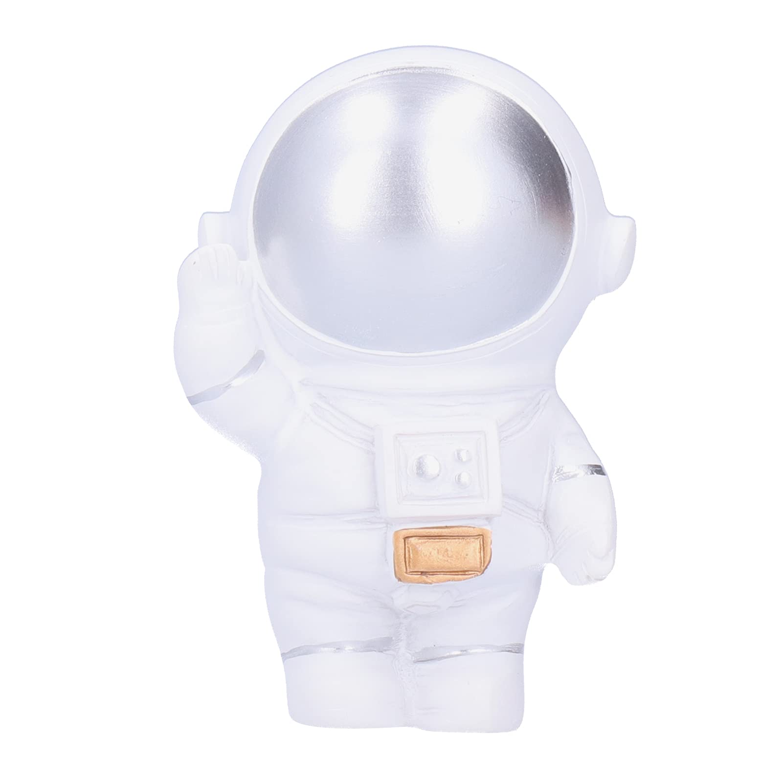 Tissting Astronaut Statues Sculpture, Resin Spaceman FigurineDesk Ornament for Outer Space Themed Bedroom Desktop Tabletop Decor-Waving Hand (Silver)