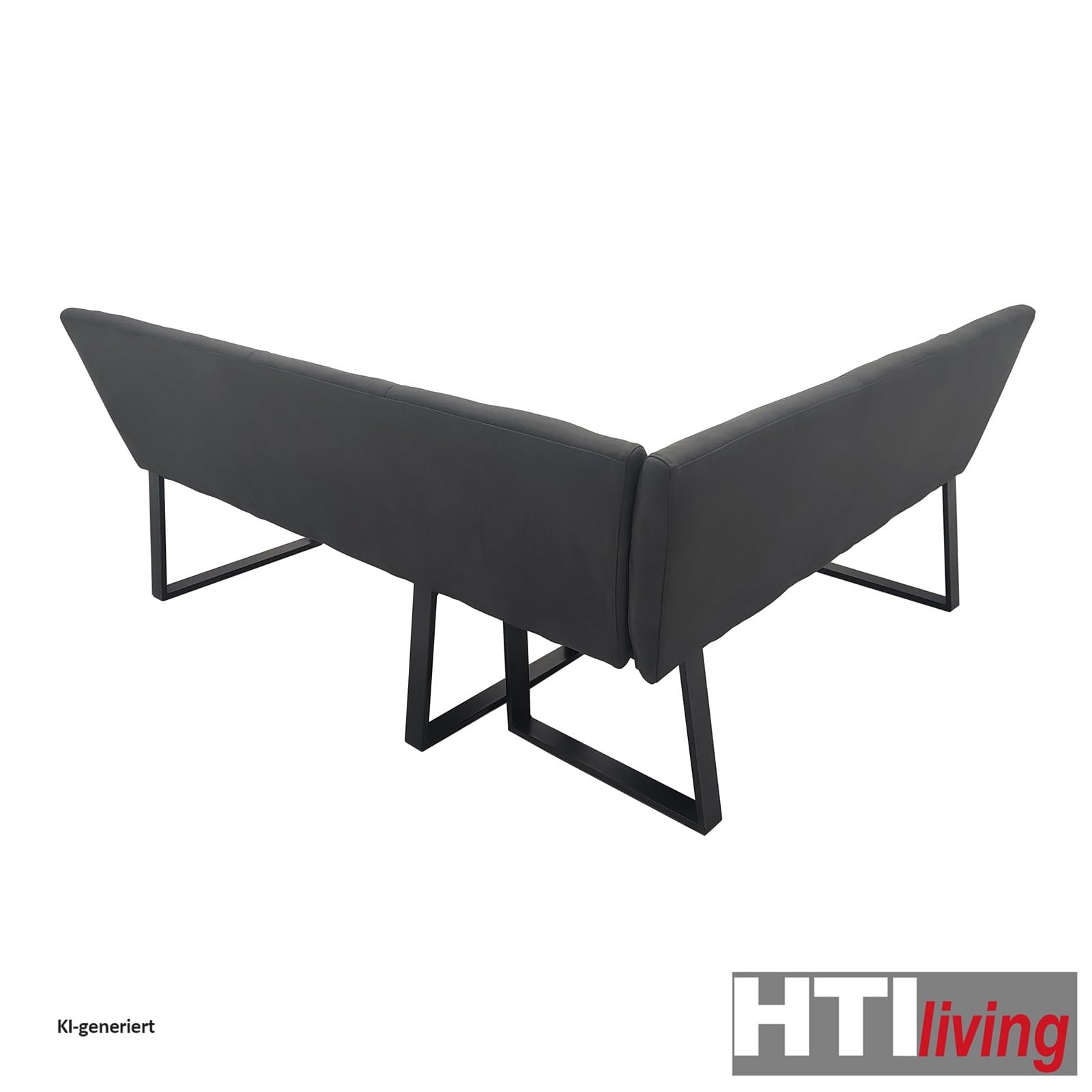 HTI living Eckbank 152 x 192 cm Vemal kurzer Schenkel Links Sitzbank Polsterbank Kunstlederbezug Metallgestell Schwarz