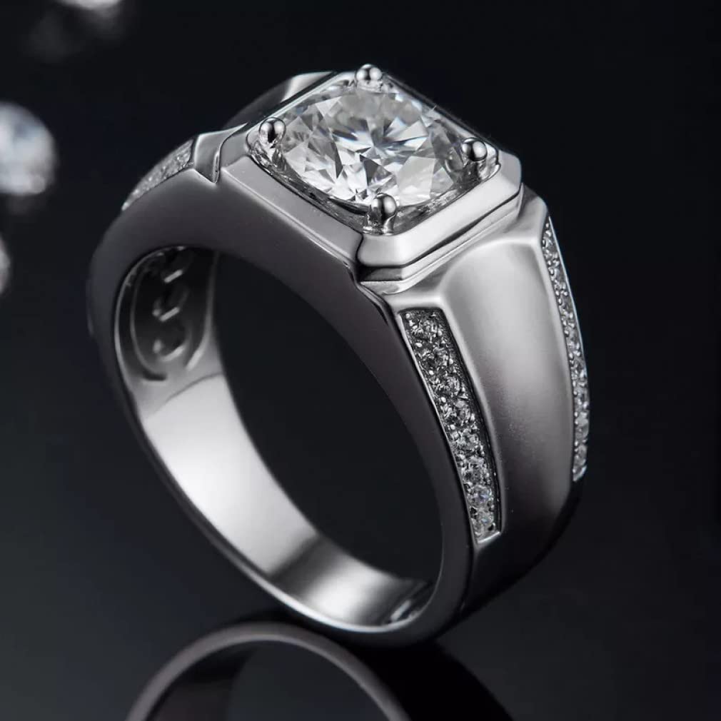 925 Sterling Silber D Farbe Moissanite Verlobungsdiamantringe für Männer Funkelnde Hochzeitsschmuck Geschenke