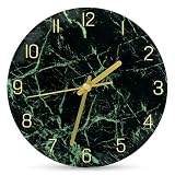 VIKMARI Glass Wall Clock Silent Non Ticking Wall Clock- 12 Inch Quality Quartz Battery Operated Round Easy to Read Home/Office/Classroom/School Clock (Dark Green)