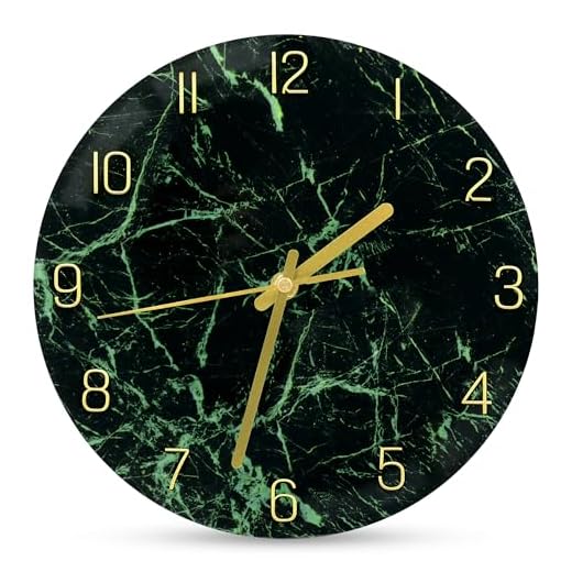VIKMARI Glass Wall Clock Silent Non Ticking Wall Clock- 12 Inch Quality Quartz Battery Operated Round Easy to Read Home/Office/Classroom/School Clock (Dark Green)