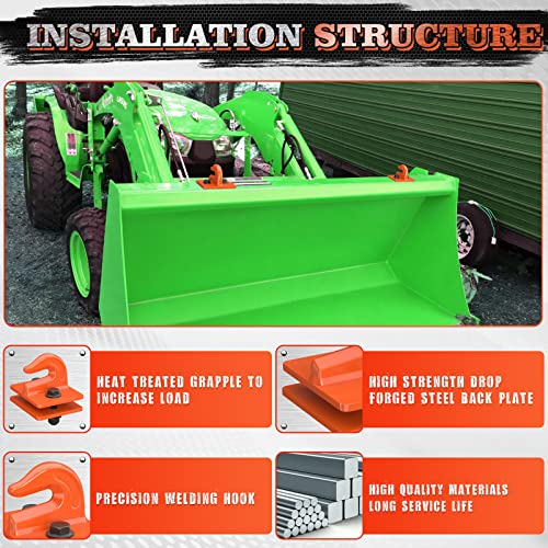 Ambull 2 Pack 3/8" Tractor Bucket Grab Hook Grade 70 Forged Steel Bolt On Grab Hook Tow Hook Mount With Backer Plate,Work Well For Tractor Bucket, Rv, Utv,Truck, Max 15,000 Lbs, Orange #TOP2