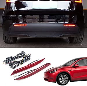 Kingna Fit 2020 2021 2022 2023 Tesla Model Y Rear Fog Lights LEDs Reflector Lamps Waterproof Fishbone Type Lights Assemblies for Tesla Model Y Accessories 2 Pcs (Model Y)