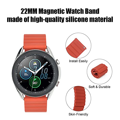 Sinjonden Compatible With Samsung Galaxy Watch 3 45Mm Bands/Galaxy Watch 46Mm/Gear S3 Frontier/Classic Smartwatch, 22Mm Durable Silicone Band With Strong Magnetic Closure (Black) #TOP2