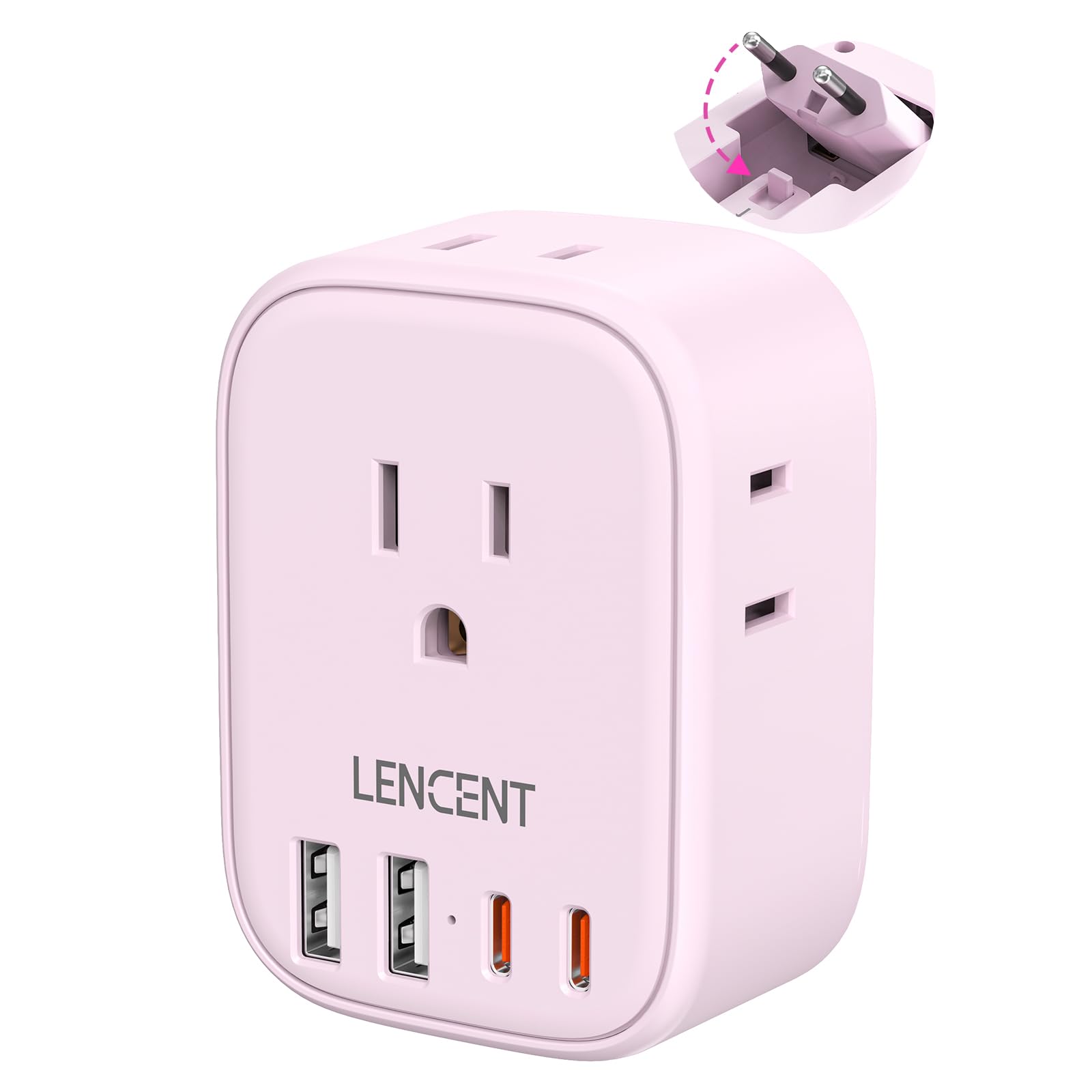 LENCENT European Travel Plug Adapter US to Europe Type-C Fol -10 LENCENT European Travel Plug Adapter US to Europe Type-C Fol -10