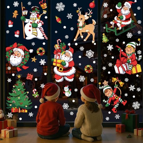 Fensterbilder Weihnachten Kinder, Fenstersticker Selbstklebend Bunt...