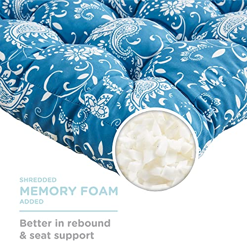 Meditation Floor Cushions Set Of 2, Square Pillows Seating For Adults And Kids, Boho Cushion For Yoga Living Room Tatami Sitting, Memory Foam Added, 22X22 Inch, Blue #TOP1