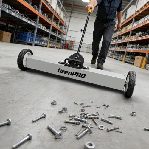 Image of GRENPRO 36 Inch Rolling Magnetic Sweeper with Pickup Tool