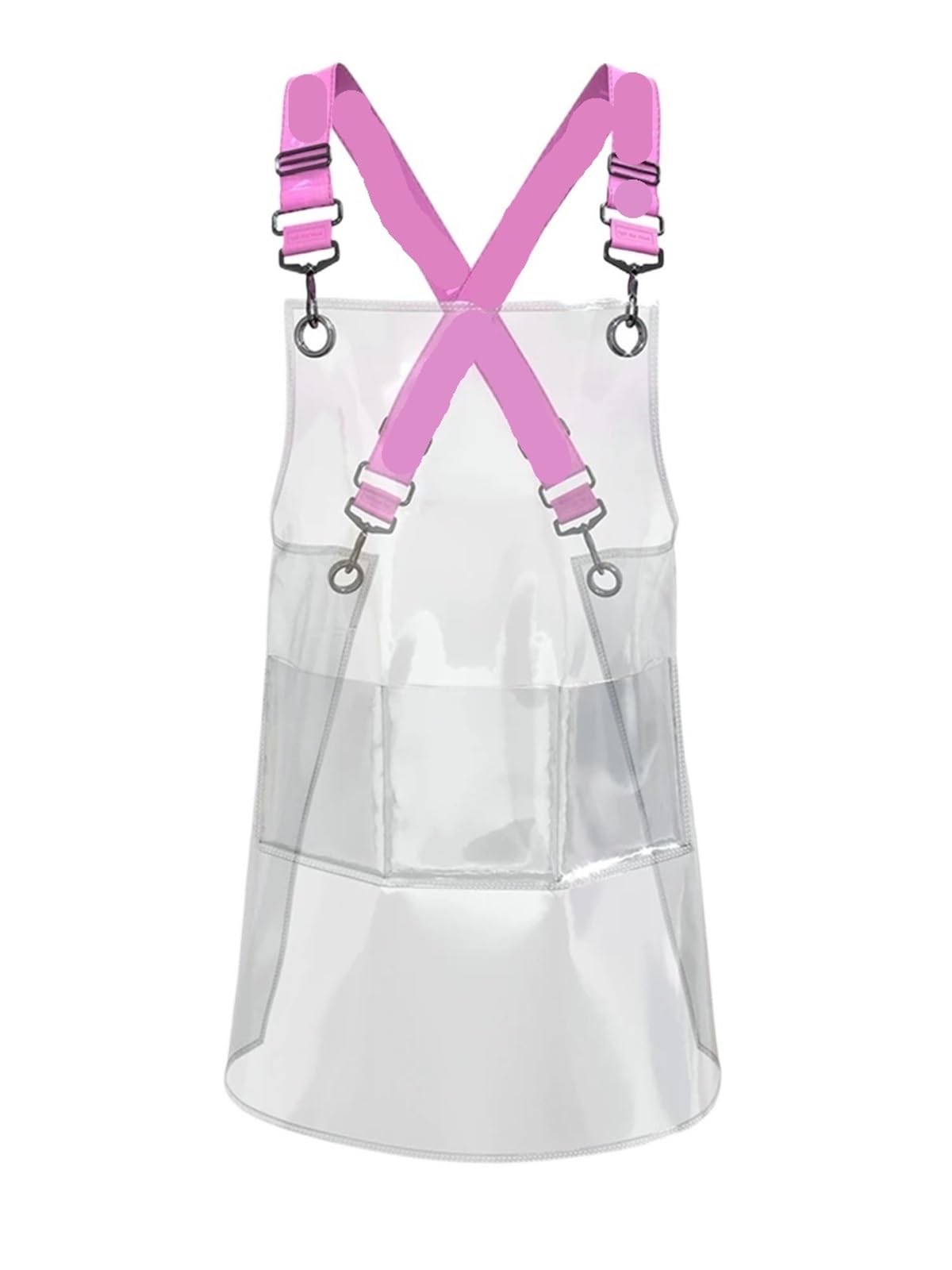 Delantal De Cocina Delantales de chef transparentes con 3 bolsillos, impermeables, for cocina, peluquería, salón de uñas, delantal uniforme for hombre y mujer(Pink,80cm)