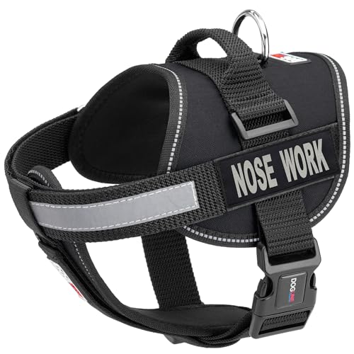 Dogline Hundegeschirr und 2 abnehmbare Nasenaufnäher, Größe XL, 91,4 cm bis 116,8 cm, Schwarz