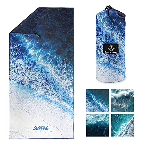 4Monster Toalha de praia de microfibra de secagem r&aacute;pida, toalha de viagem leve super absorvente...