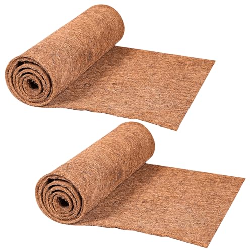 VEGOATY Tapis en coco Protection hivernale : 2 pièces tapis durables en fibre de coco plantes, tapis en fibre de coco respectueux de l'environnement, rouleau de doublure en noix de coco, pour jardin