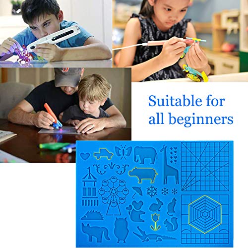 3D stift Vorlage,DOLYUU 3D Druckstift Vorlage,3D Stifte Matte,große Matte (40,5 x 27,1cm) mit Tiermuster hilfreich für Anfänger und 3D-Stiftkünstler,mit 2 Finger Stall.