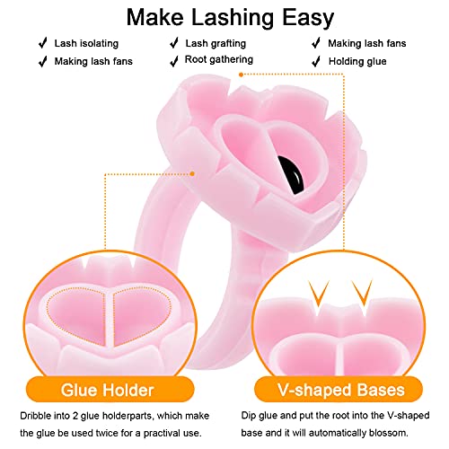 Lash Glue Rings, [200Pcs] Smart Glue Cup For Lash Extension Supplies, Eyelash Heart Glue Rings For Volume Fan, Blossom Ring Fanning Cups, Eyelash Extension Supplies, Lashes Supplies For Lash Tech #TOP3